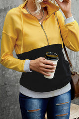 Zipped Colorblock Sweatshirt With Pockets