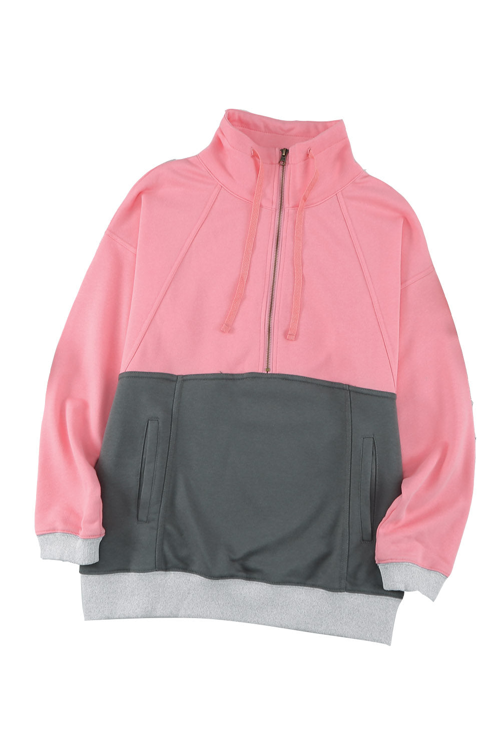 Zipped Colorblock Sweatshirt With Pockets