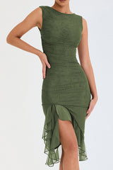 Bay Leaf Ruffle Midi Dress