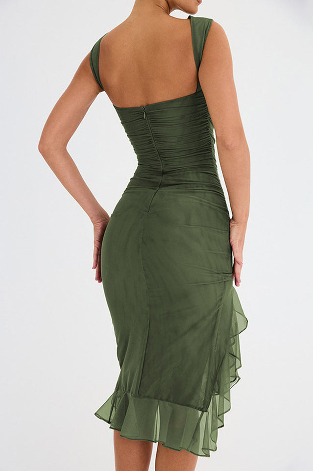 Bay Leaf Ruffle Midi Dress