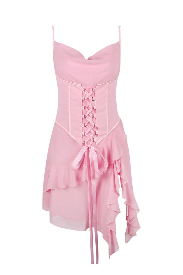 Yvonne Blush Ruffle Corset Mini Dress