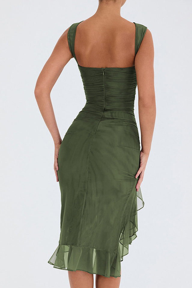 Bay Leaf Ruffle Midi Dress