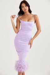 Helena Orchid Satin Midi Dress