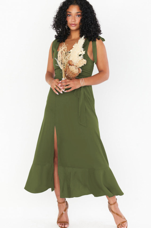 Tie Shoulder Boho Midi Dress