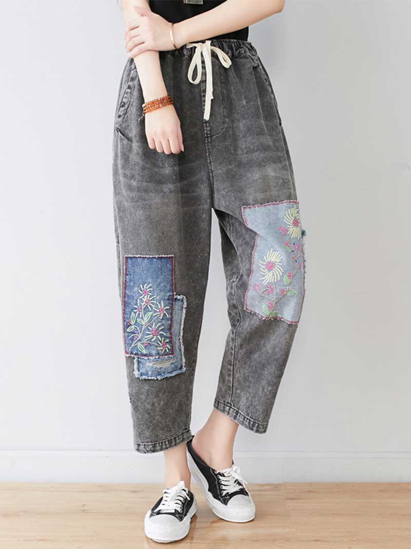 Starry Eyes Denim Baggy Cropped Pant