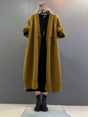 autumn winter plus size long loose knitted cardigan coat