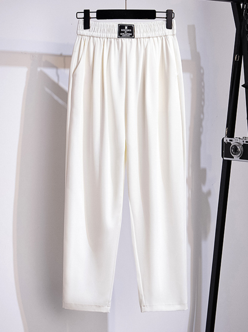 summer high waist loose plain color suit trouser pants