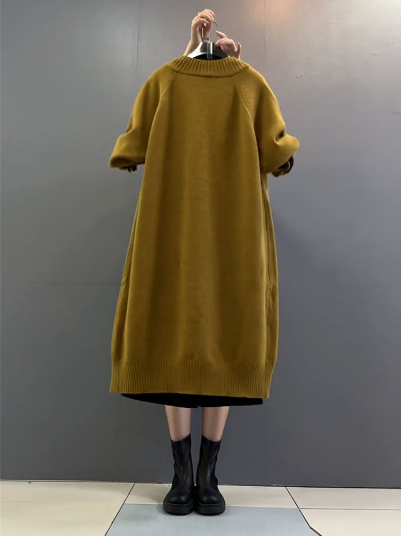 autumn winter plus size long loose knitted cardigan coat