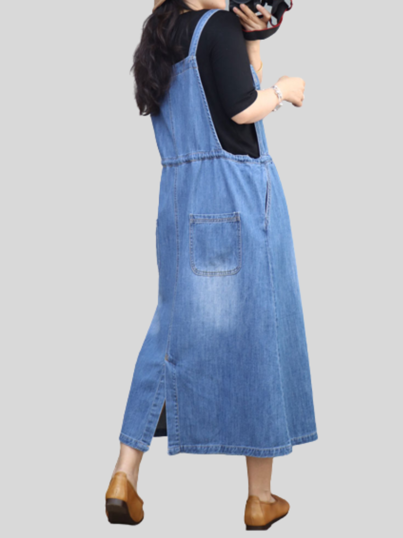 Essentials Denim Plain High Waist Romper