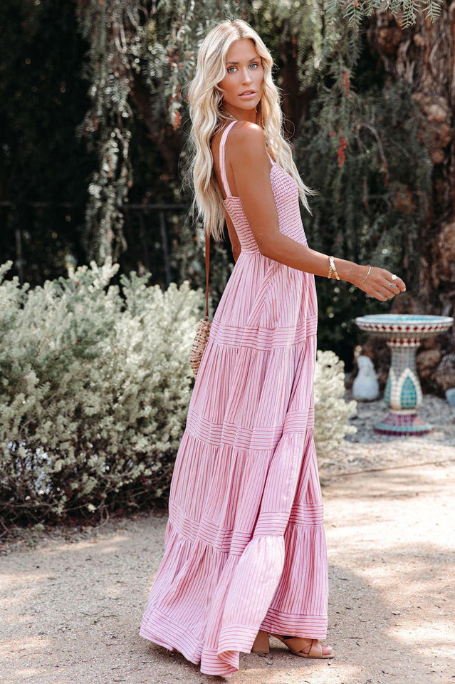 Swing Pleated Maxi Boho Dress