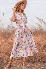 Tie Detail Floral Boho Dress