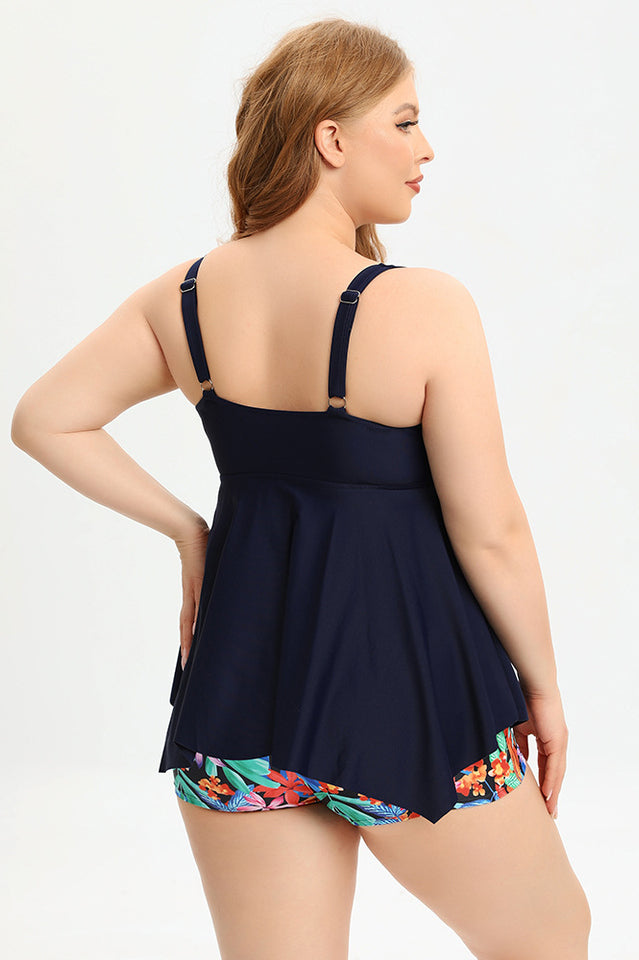 (L-5XL) Plus Size Tankini Swimsuit