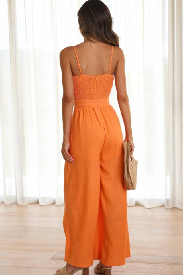 Knot Front Wide Leg Cami Jumpsuit