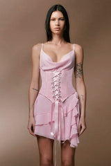 Yvonne Blush Ruffle Corset Mini Dress