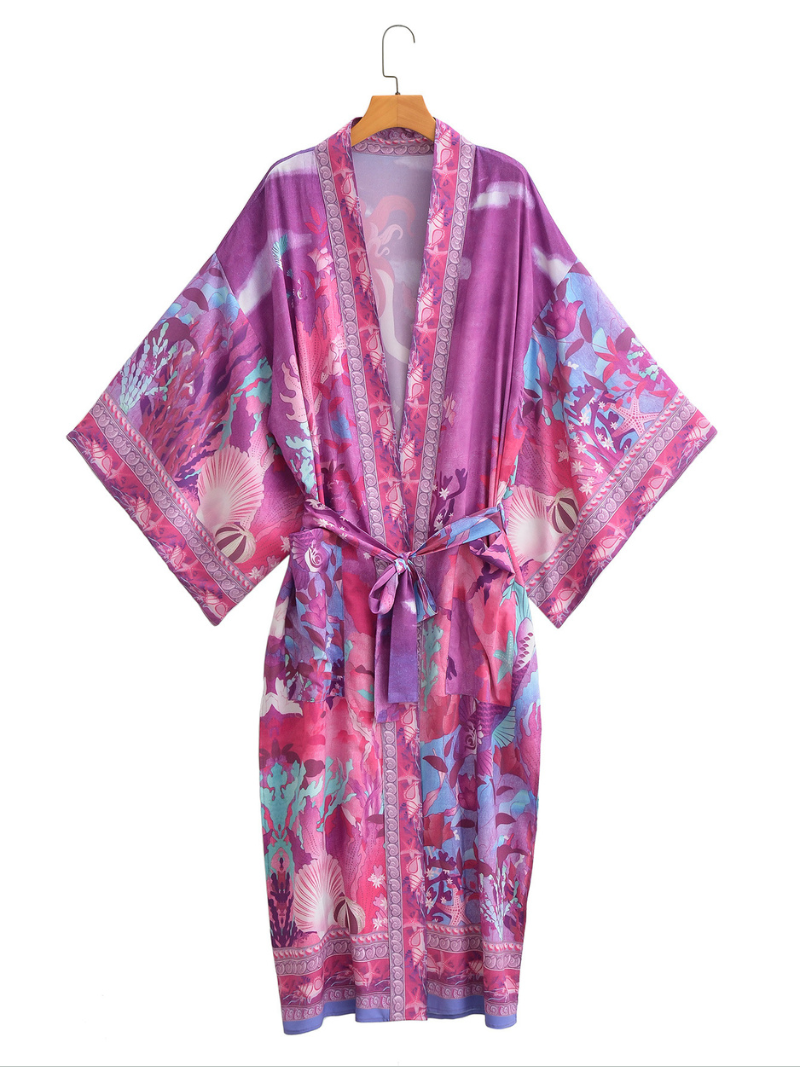 Autumn Stylish Multi-Color Mermaid Print Cardigan kimono