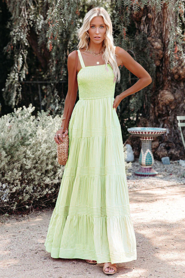 Swing Pleated Maxi Boho Dress