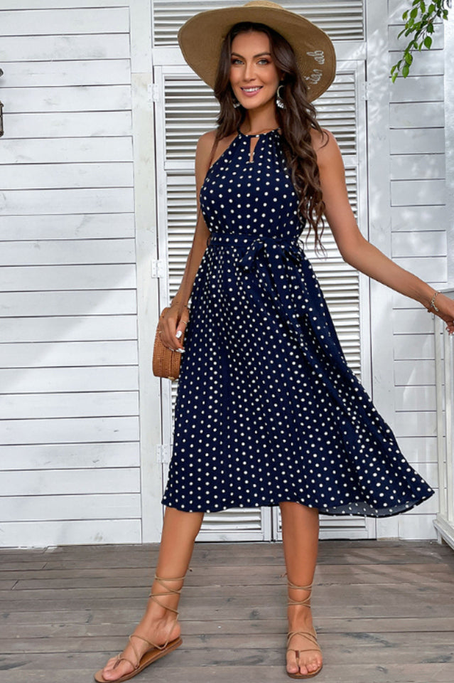 Floral Print Pleated Midi Dress