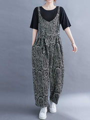 Paisley Print  Cotton High Waist Overall Jumpsuit