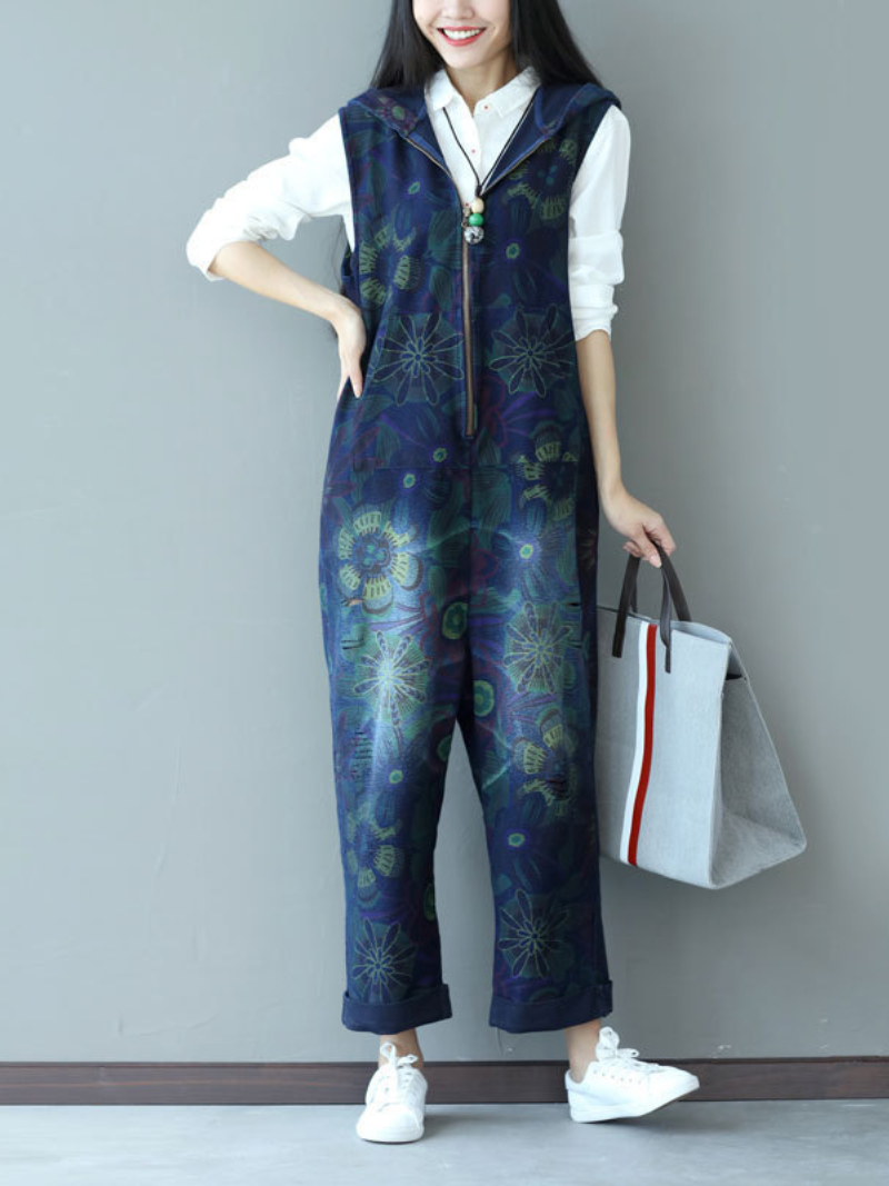 Casual Strap Hooded Jumpsuit Dungarees Overalls