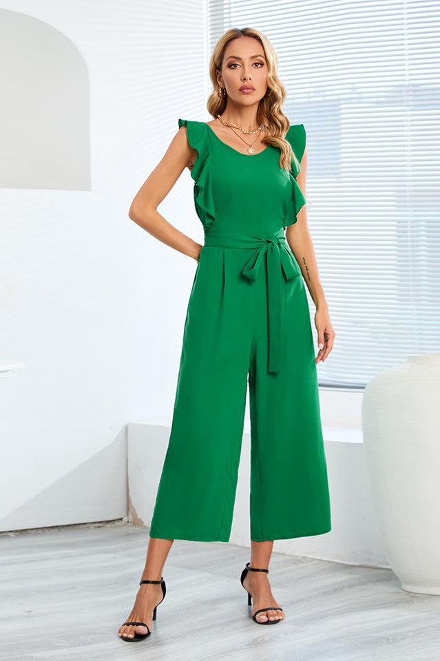 Frill Sleevless Calf Length Jumpsuit