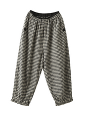 Elastic Waist Plaid Casual Harem Trousers Bottom Pants