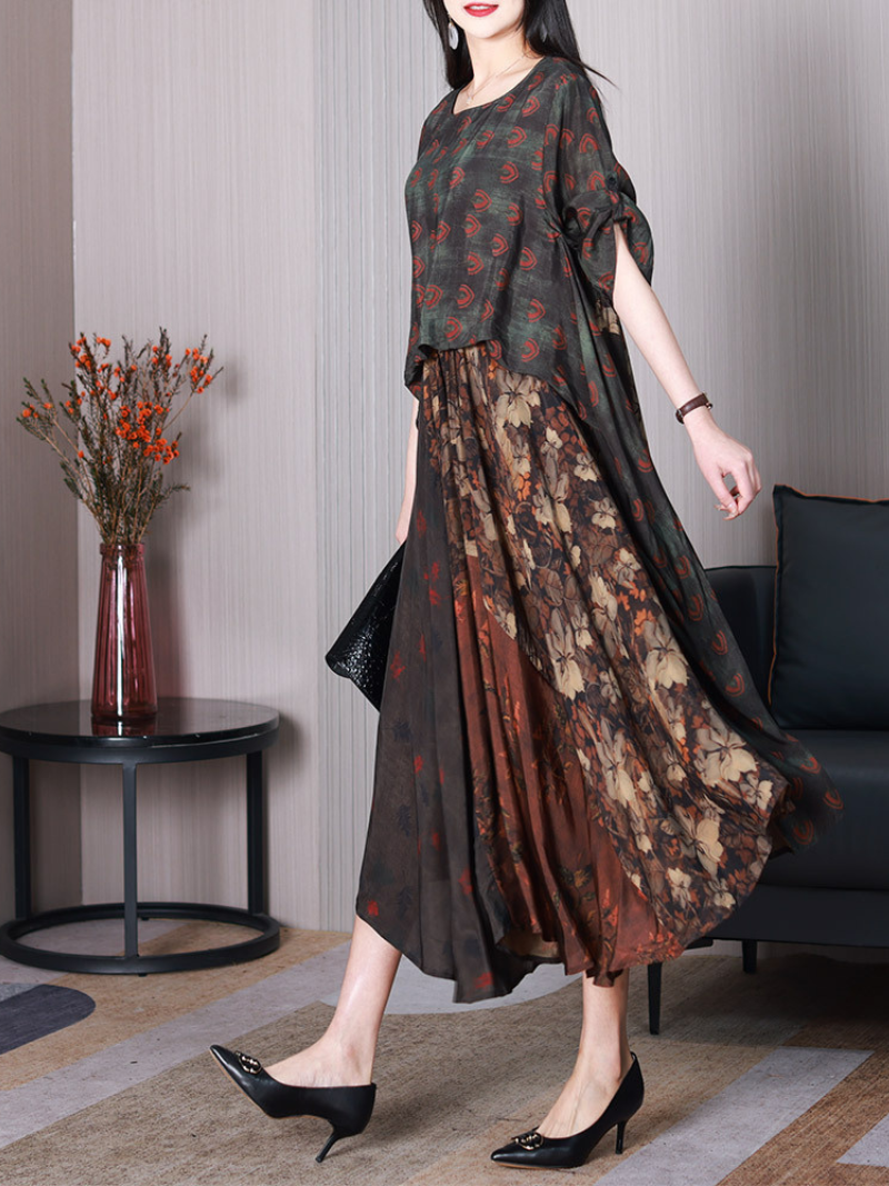 A Good Memory Loose Round Neck A-line Dress