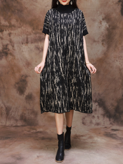 Fashionable Camouflage Half Collar Knitted Midi Dress