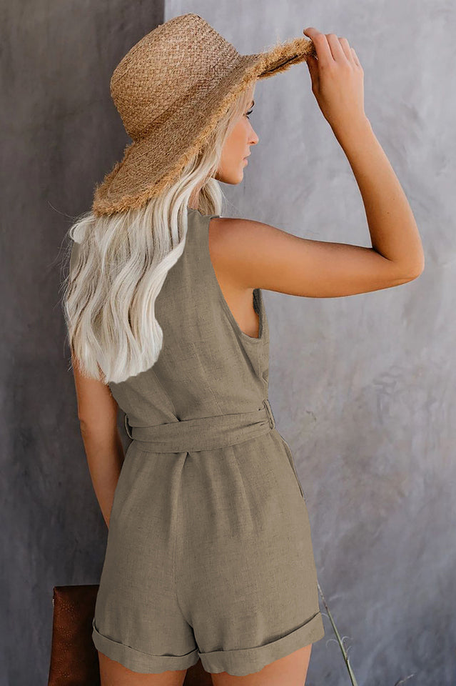 Front Tie Knot Solid Romper