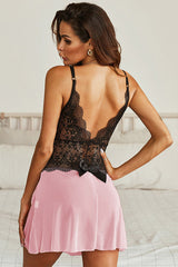 (S-2XL) V Neck Open Back Lace Lingerie Set