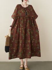 Music Of Love Cotton Round Neck Smock Dress