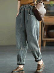 Underneath Us Women Elastic Waist Denim Pant