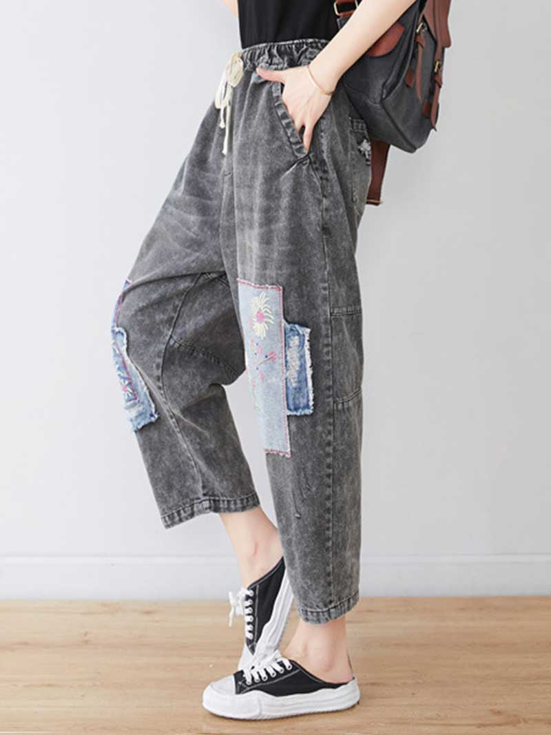 Starry Eyes Denim Baggy Cropped Pant