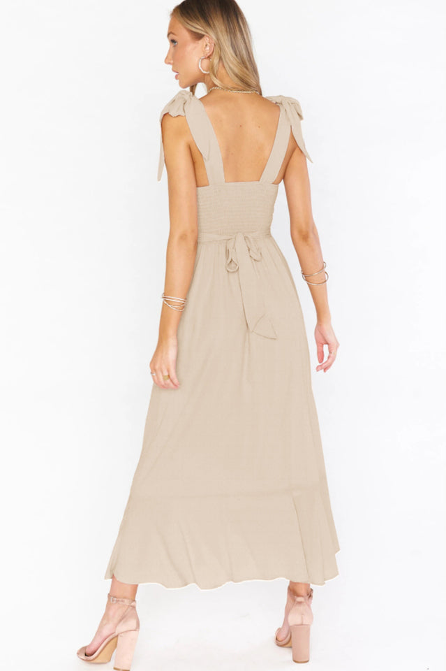 Tie Shoulder Boho Midi Dress