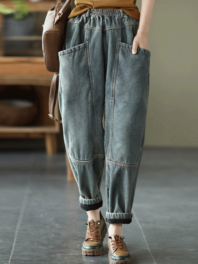 Underneath Us Women Elastic Waist Denim Pant