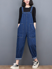 Wide Leg Denim Overalls For Women/Casual Jumpsuit/Summer Spring Jumpsuit