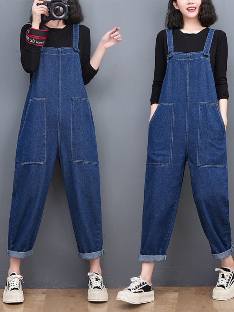 Wide Leg Denim Overalls For Women/Casual Jumpsuit/Summer Spring Jumpsuit