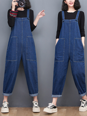 Wide Leg Denim Overalls For Women/Casual Jumpsuit/Summer Spring Jumpsuit