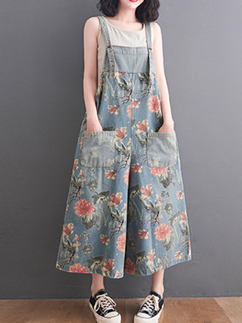 You Still Right Here  Denim Overalls Wide-Leg Jumpsuit