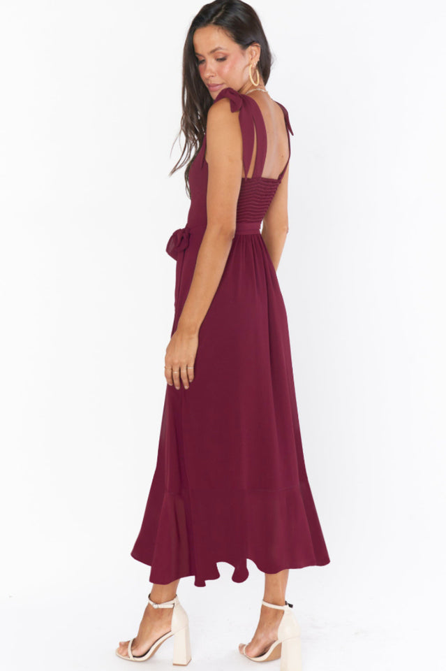 Tie Shoulder Boho Midi Dress