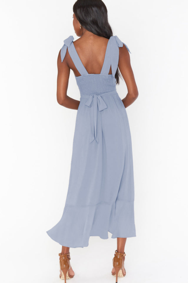 Tie Shoulder Boho Midi Dress