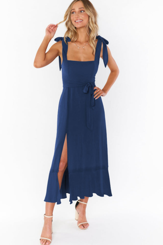 Tie Shoulder Boho Midi Dress