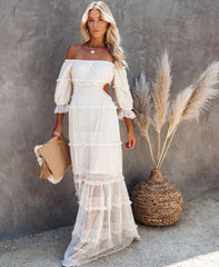 Seychelles Smocked Tiered Maxi Dress - Cream