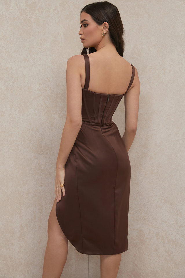 Satin Corset Midi Dress