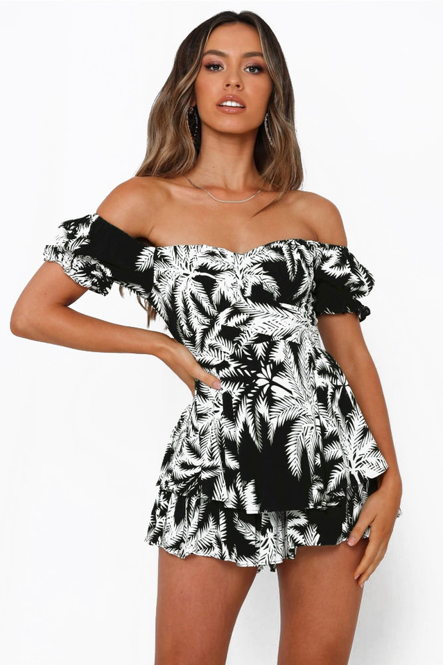 Off Shoulder Tie Back Romper