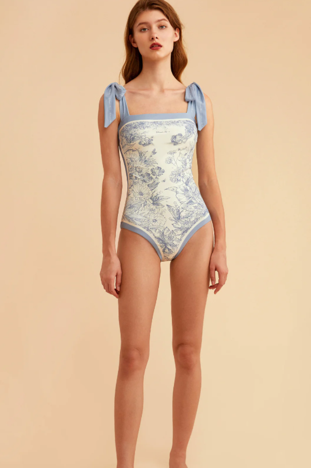 Reversible Tie-Shoulder One Piece Swimsuit