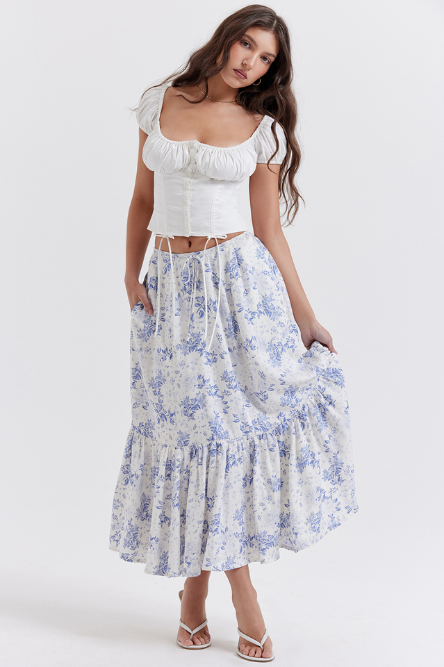 Aitana Blue Print Top + Skirt Set