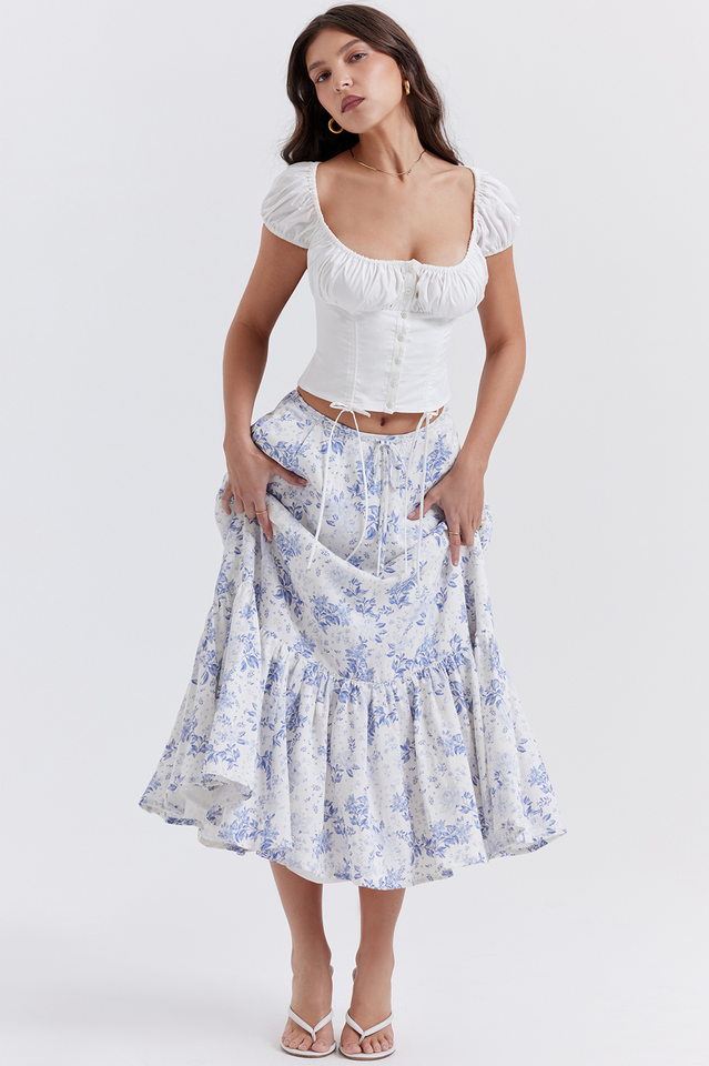 Aitana Blue Print Top + Skirt Set