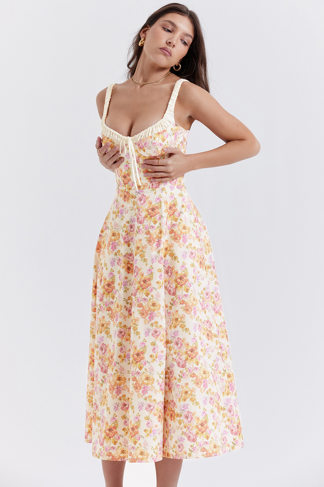 Sabrina Ivory Print Bustier Sundress