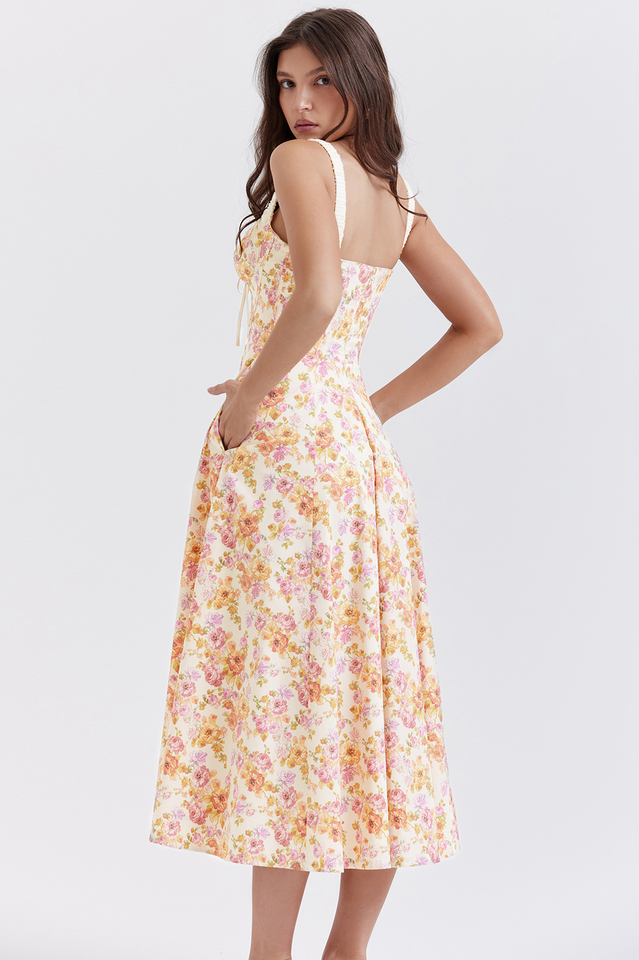 Sabrina Ivory Print Bustier Sundress