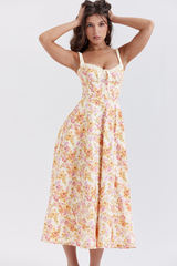 Sabrina Ivory Print Bustier Sundress